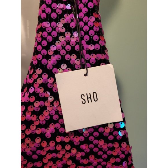 New SHO By Tadashi Shoji Richie Pink Sequin Sleeveless V Neck Midi Dress Sz X S - Picture 8 of 11